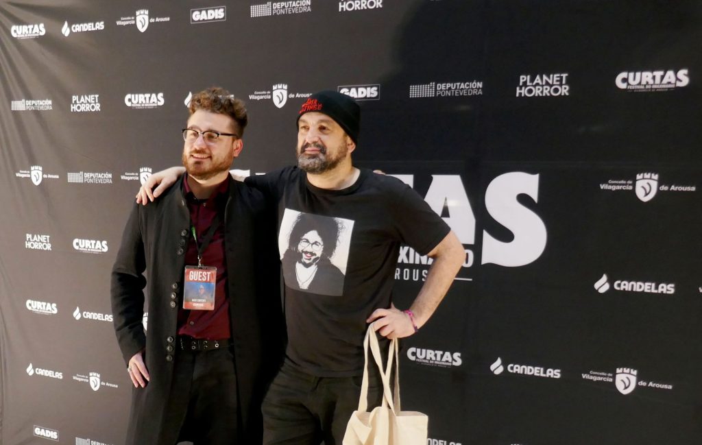 Maxi Contenti with director Nacho Vigalondo at Curtas Festival 2022